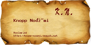Knopp Noémi névjegykártya